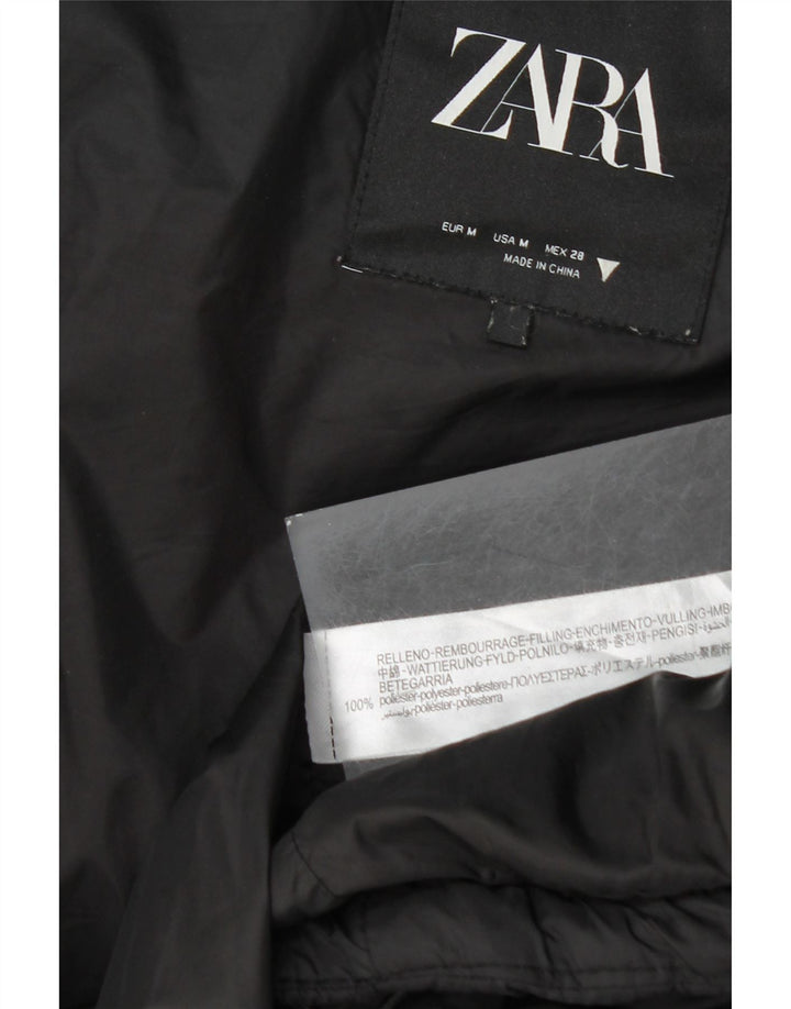 Женский утепленный жилет с капюшоном Zara UK 14, средний черный полиэстер