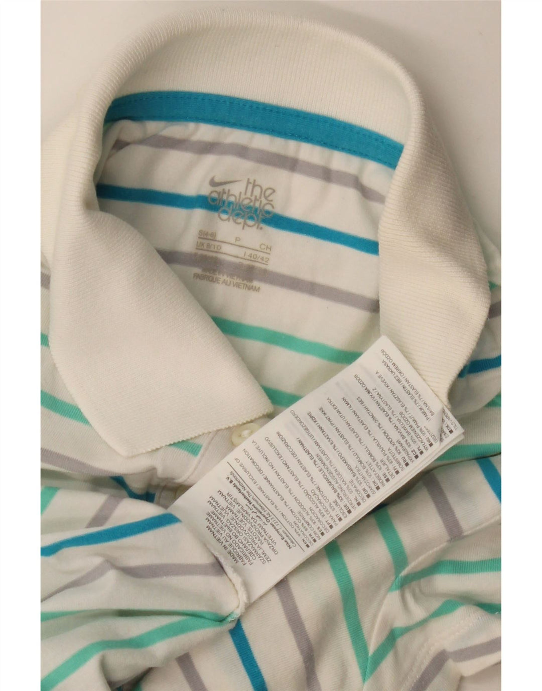 Женская рубашка-поло Nike UK 8/10, маленькая хлопковая полоска белого цвета