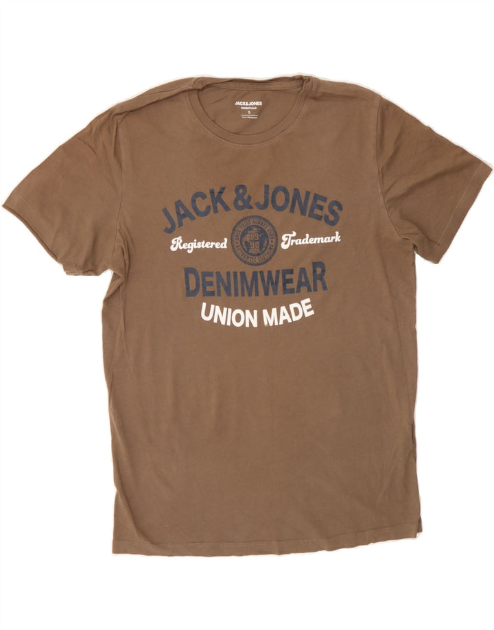 JACK & JONES Mens Graphic T-Shirt Top Small Brown Cotton Vintage Jack & Jones and Second-Hand Jack & Jones from Messina Hembry 