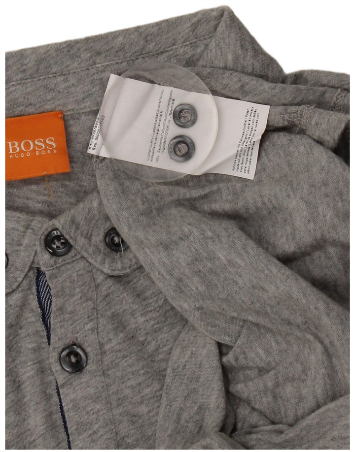 Мужская рубашка-поло Hugo Boss, большая серая, хлопок
