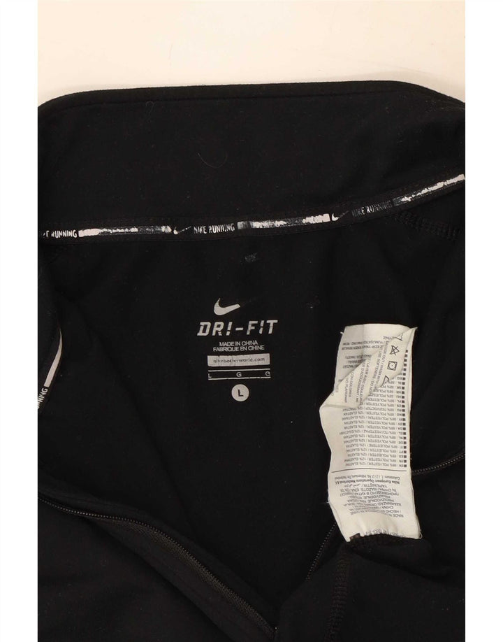Мужской топ Nike Dri Fit с воротником на молнии и длинными рукавами, большой черный полиэстер