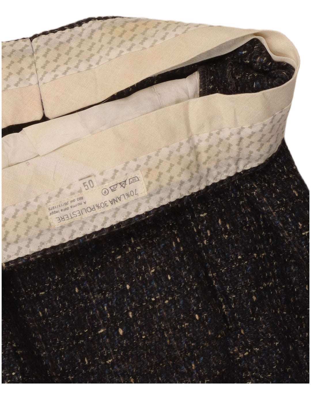 Винтажные мужские костюмные брюки с привязкой IT 50, большие W32 L31, серые, шерстяные в крапинку