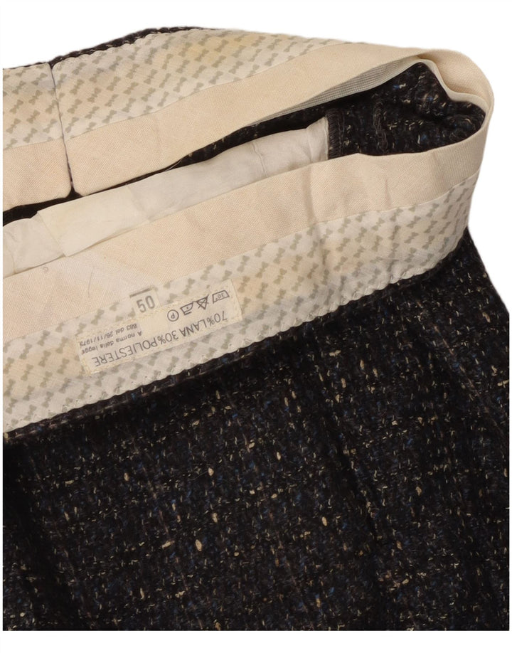 Винтажные мужские костюмные брюки с привязкой IT 50, большие W32 L31, серые, шерстяные в крапинку