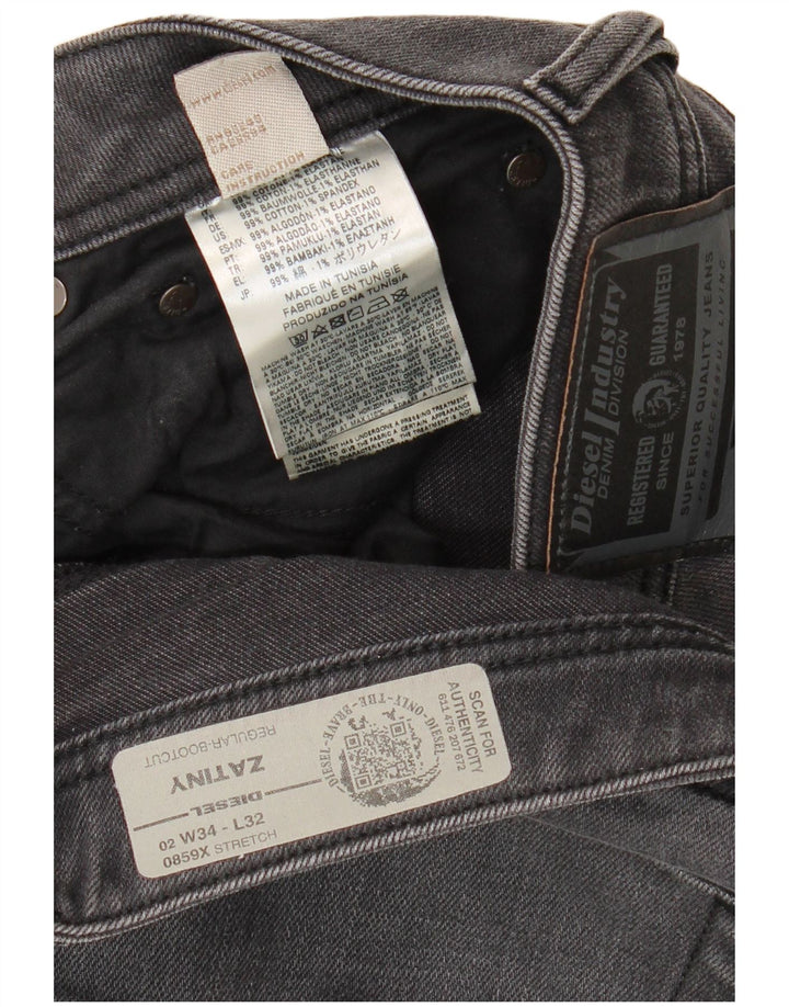 Мужские джинсы Diesel Zatiny Regular Bootcut W34 L32, серые, хлопковые