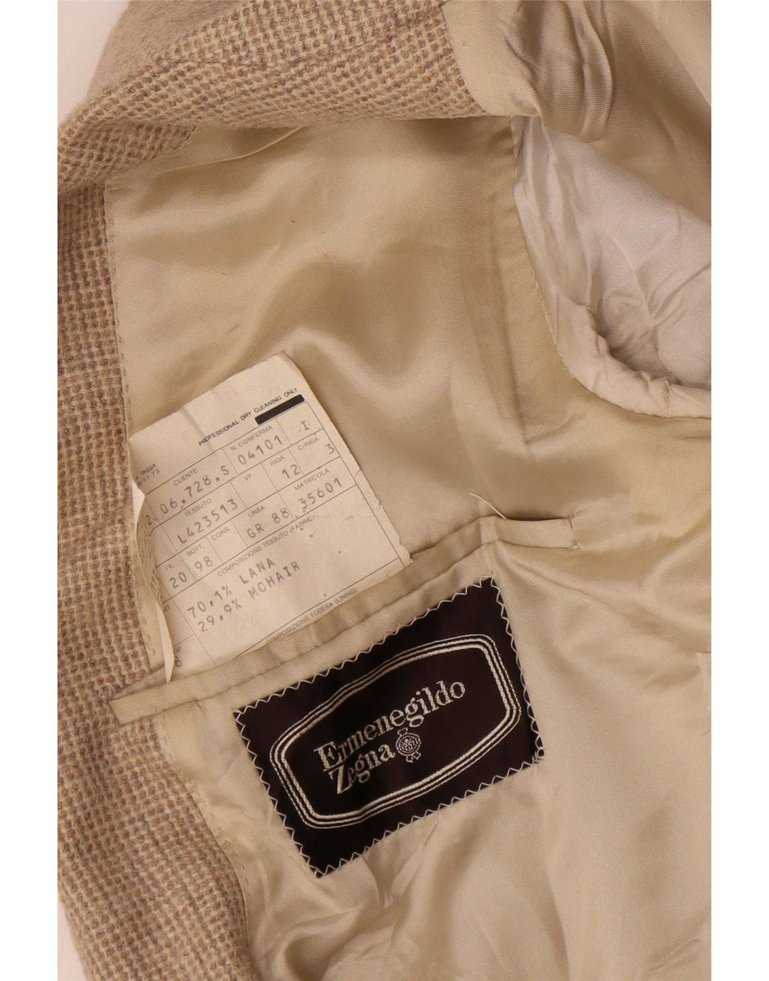 Мужской пиджак Ermenegildo Zegna IT 46 маленький коричневый с узором "гусиные лапки"