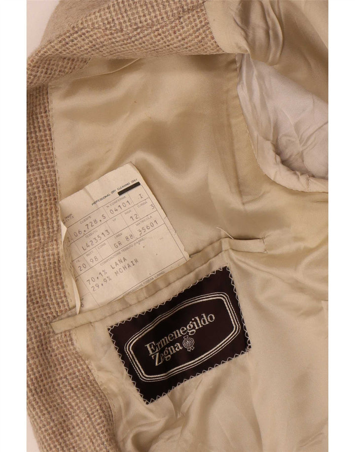Мужской пиджак Ermenegildo Zegna IT 46 маленький коричневый с узором "гусиные лапки"