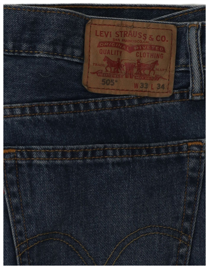 Мужские прямые джинсы LEVI'S 505 W33 L34 синие, хлопок