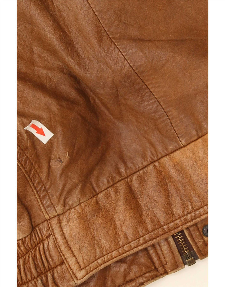Винтажная мужская кожаная куртка IT 56 2XL Коричневая