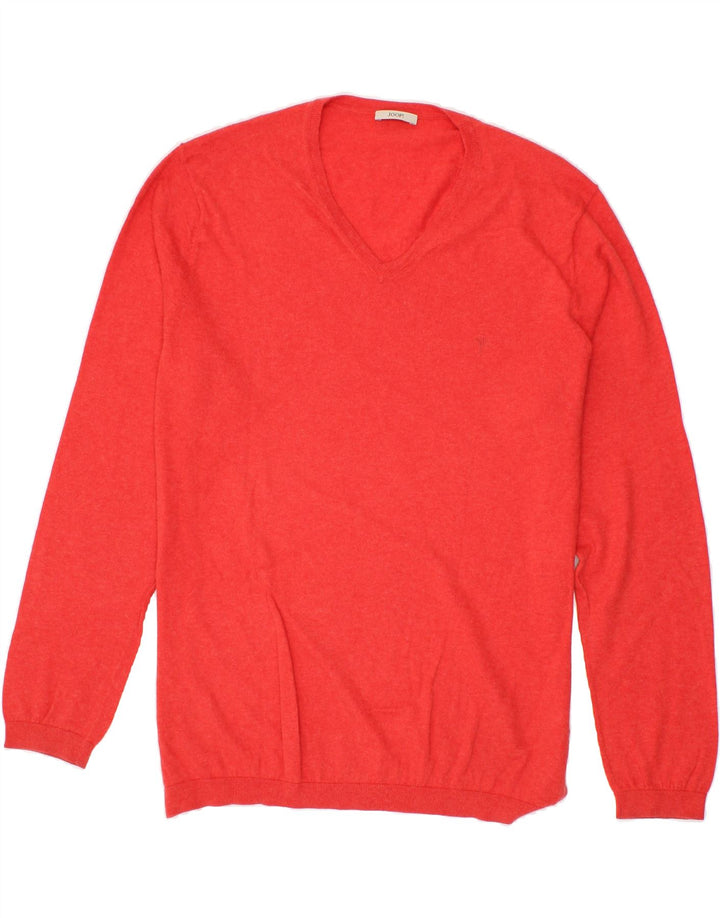 JOOP Mens V-Neck Jumper Sweater XL Red Cotton Vintage Joop and Second-Hand Joop from Messina Hembry 