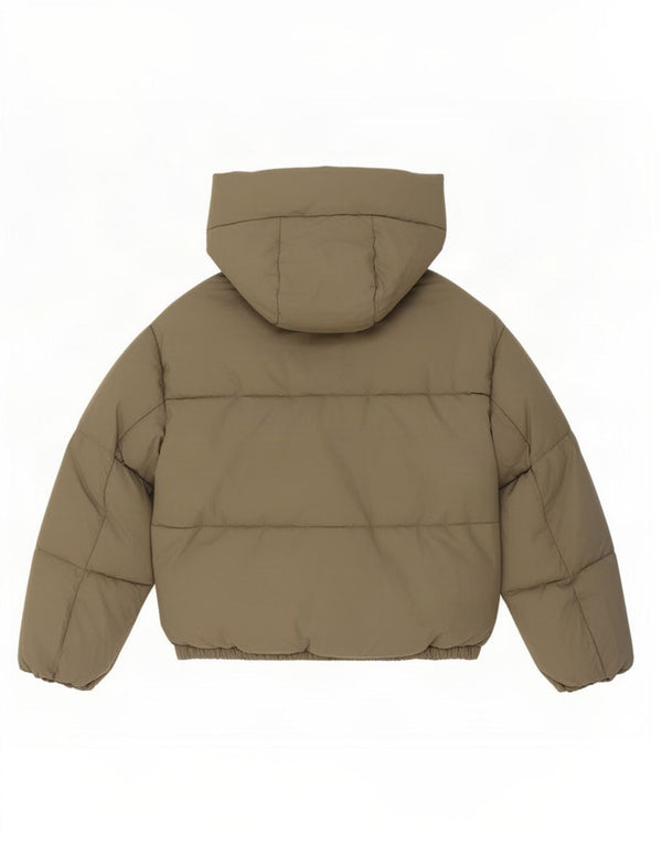 Женская утепленная куртка оверсайз с капюшоном Zara UK 6 XS, полиэстер цвета хаки