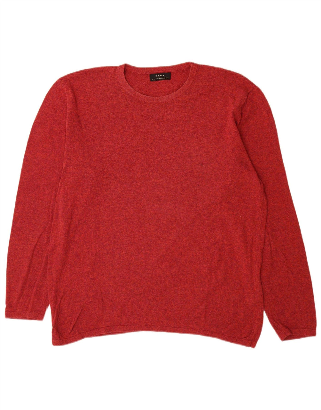 Мужской джемпер с круглым вырезом Zara XL, красный хлопок
