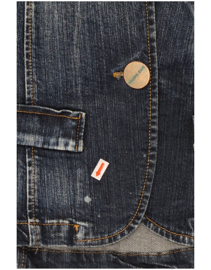 Женский джинсовый пиджак на 1 пуговице Vitamina, британский цвет 14, хлопковый средний синий цвет