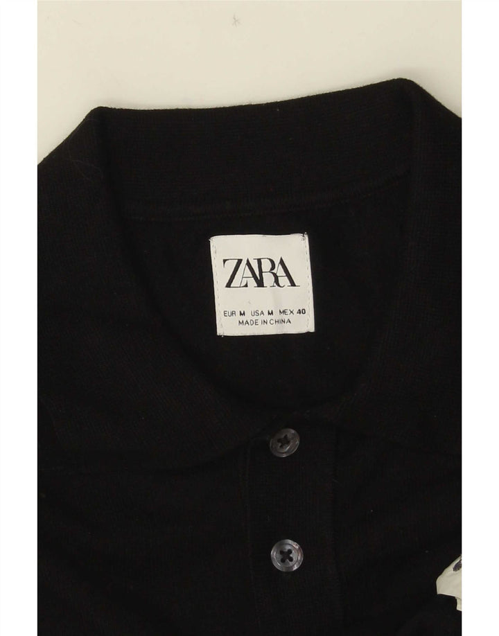 Мужская рубашка-поло Zara среднего размера, черная