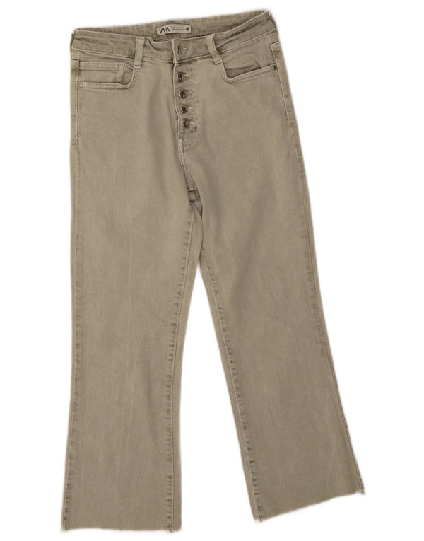Женские прямые джинсы Zara EU 38, маленькие W28 L25, зеленый хлопок