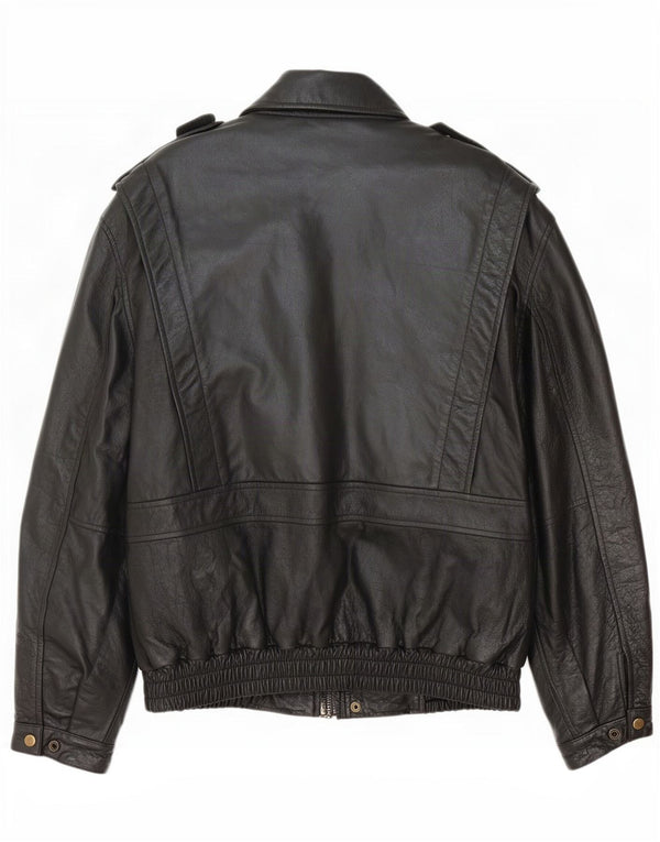 Винтажная мужская кожаная куртка в стиле милитари UK 42 XL, черная