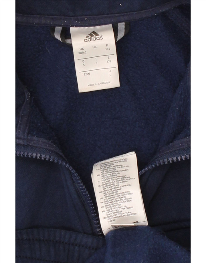 ADIDAS Mens Tracksuit Top Jacket UK 38/40 Medium Navy Blue Cotton