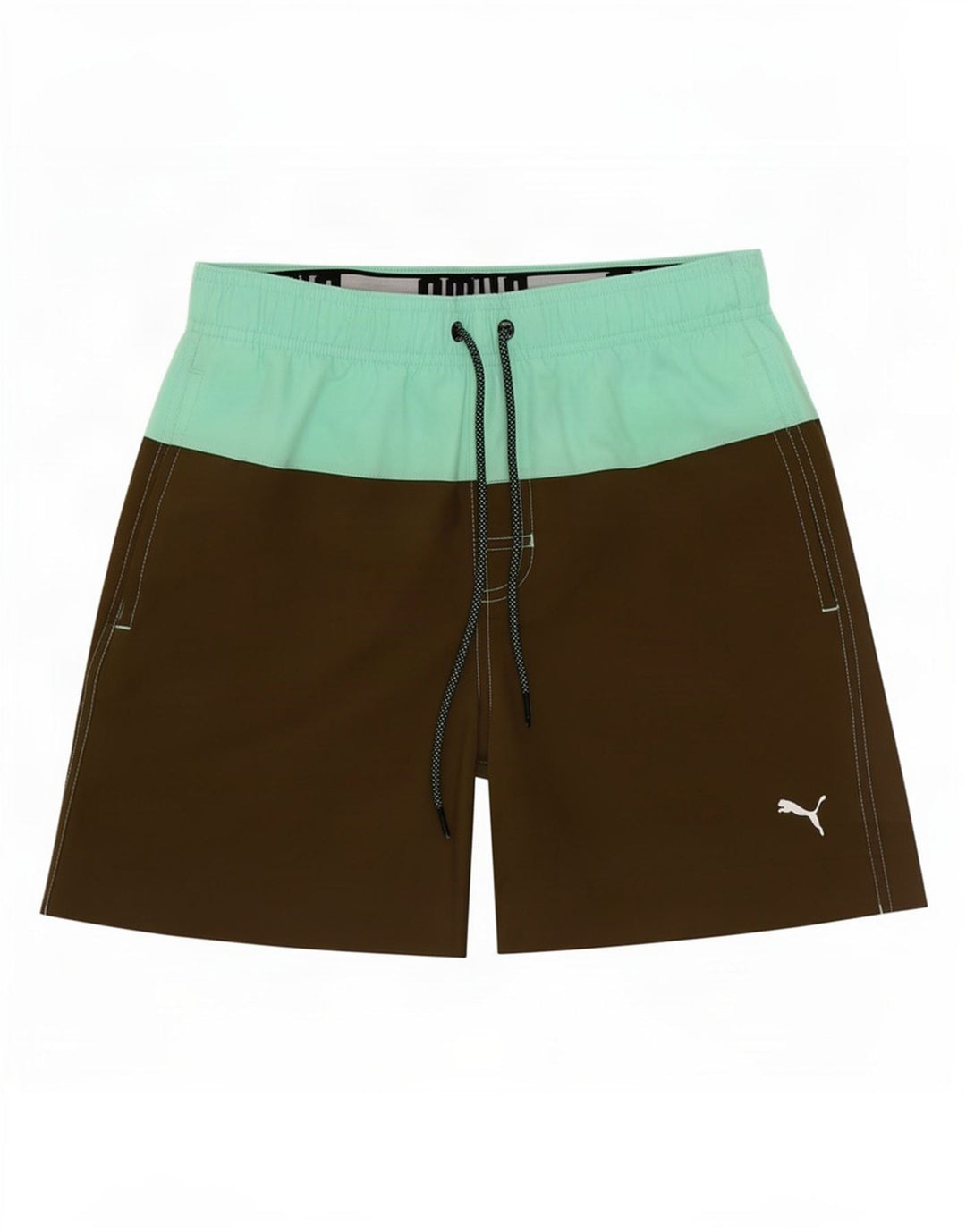 Мужские шорты для плавания Puma с рисунком XS, цвет хаки, полиэстер с цветными блоками