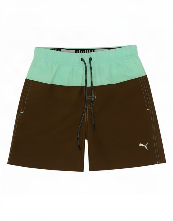 Мужские шорты для плавания Puma с рисунком XS, цвет хаки, полиэстер с цветными блоками