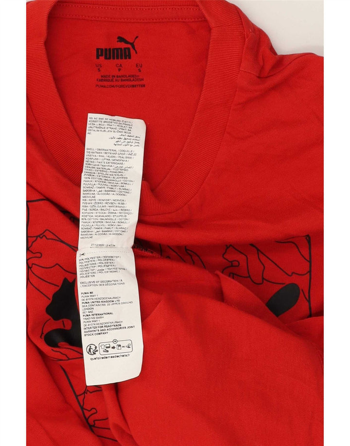Мужская футболка с рисунком Puma, маленький красный хлопок