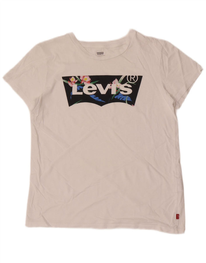 Женская футболка с рисунком Levi's Top UK 12, средний размер, белый хлопок