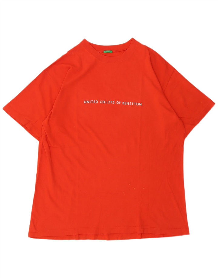 Мужская футболка с рисунком Benetton, большая оранжевая
