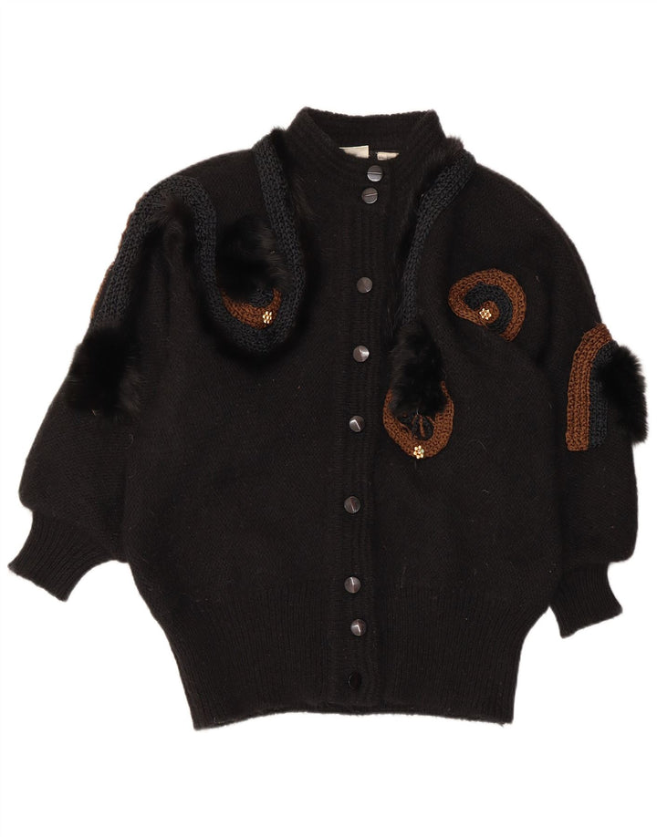 ВИНТАЖНЫЙ женский кардиган с абстрактным узором, свитер EU 42/44, большой черный цвет