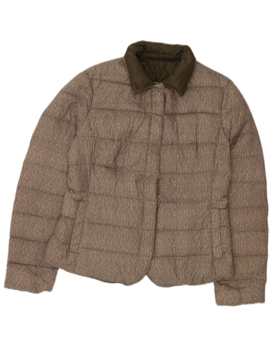 Женская двусторонняя стеганая куртка Benetton UK 16, большой зеленый полиамид