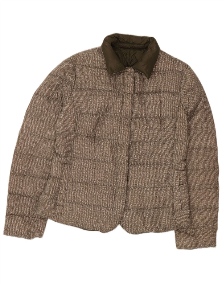 Женская двусторонняя стеганая куртка Benetton UK 16, большой зеленый полиамид