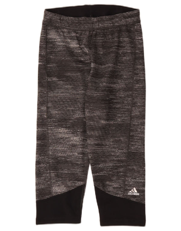 Женские леггинсы-капри Adidas Climalite UK 12/14, средние серые с цветными блоками