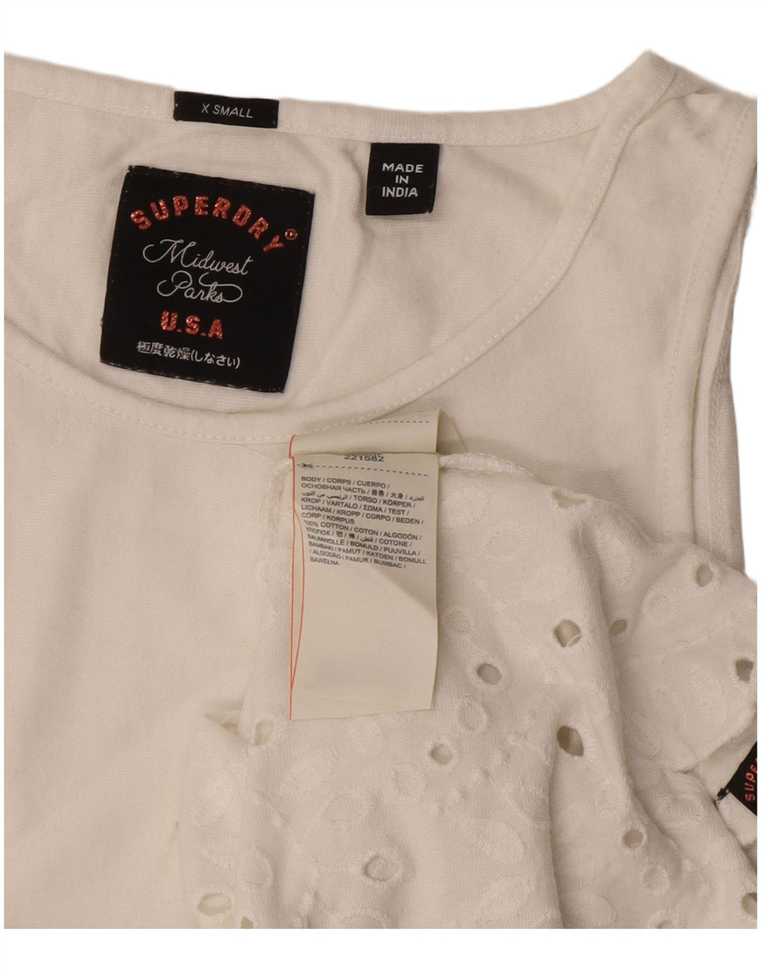 Женская футболка обычного кроя Superdry Top UK 6 XS Off White Cotton