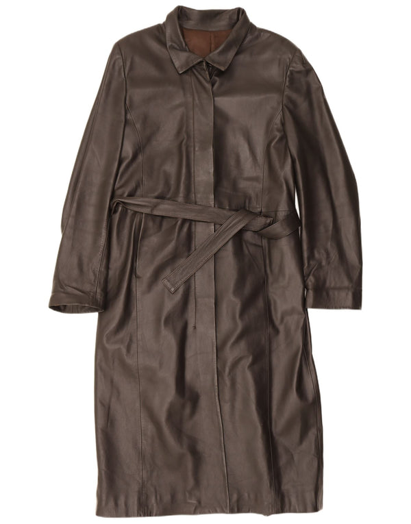 Vintage Womens Leather Coat IT 46 Large Brown