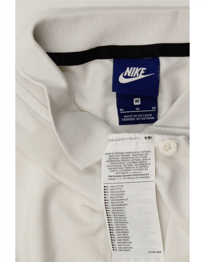 Мужская рубашка-поло Nike среднего размера, белый хлопок, хлопок
