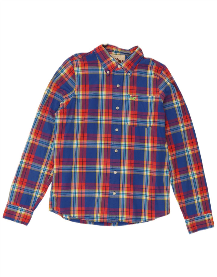Мужская рубашка Hollister XL, синяя клетка, хлопок