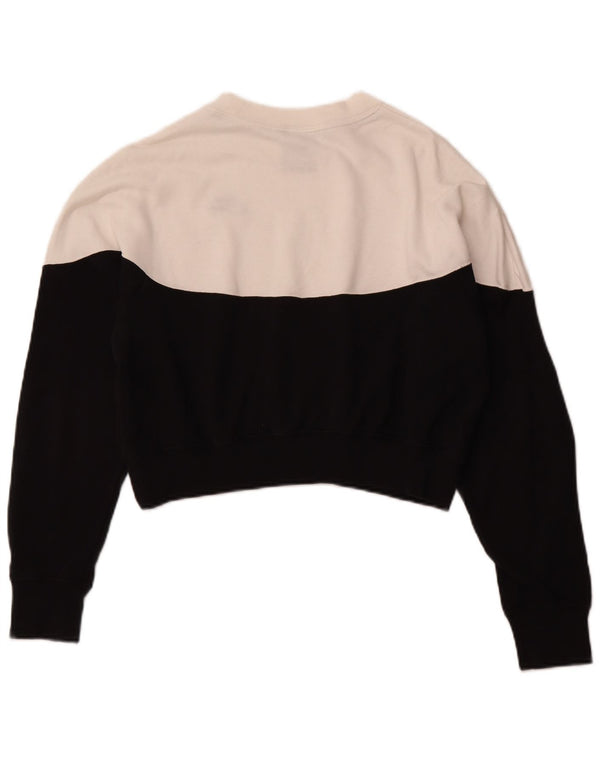 Женский укороченный свитшот NIKE UK 14, средний черный, хлопок с цветными блоками