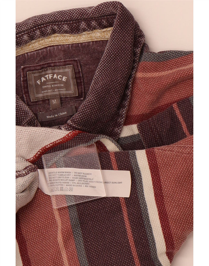Мужская рубашка поло FAT FACE, хлопковая полоска бордового цвета среднего размера
