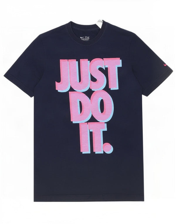 Мужская футболка с рисунком Nike Top UK 34/36, маленькая, темно-синяя, хлопок