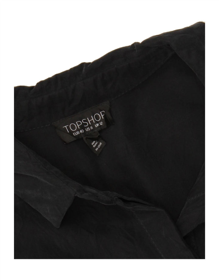 TOPSHOP Womens Shirt Dress UK 12 Medium Black Modal Vintage Topshop and Second-Hand Topshop from Messina Hembry 