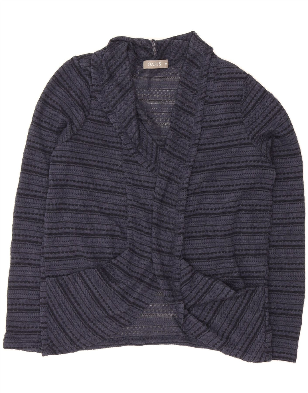 OASIS Womens Open Cardigan Sweater UK 14 Medium Navy Blue Striped Vintage Oasis and Second-Hand Oasis from Messina Hembry 