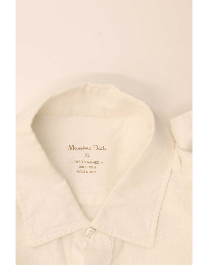 Мужская рубашка Massimo Dutti XL белая льняная