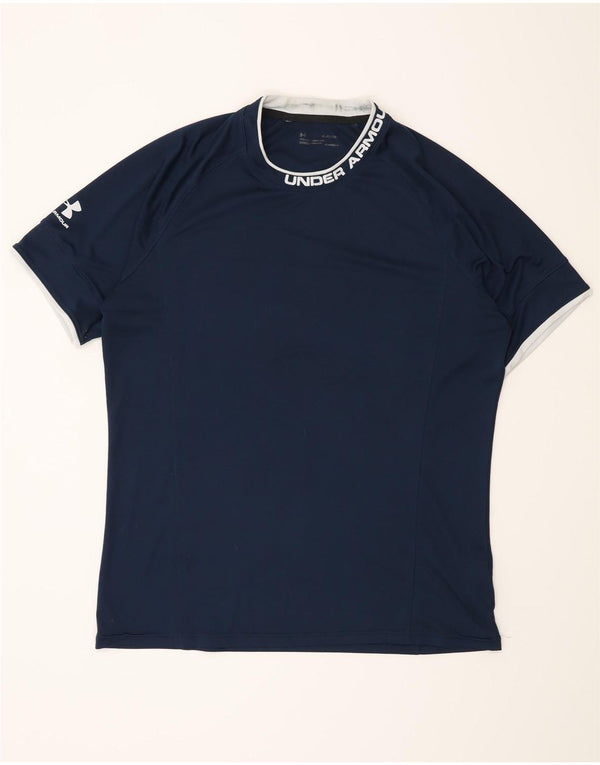 Мужская футболка с рисунком Under Armour Heat Gear, топ XL, темно-синий полиэстер