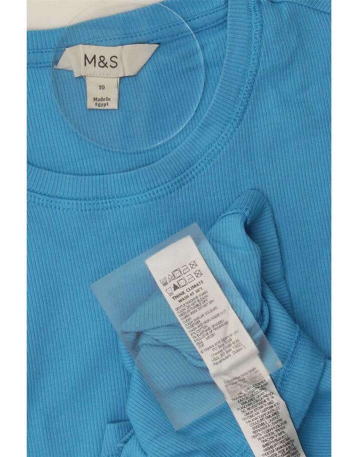 Женский топ с длинным рукавом Marks & Spencer, Великобритания, 10 маленьких размеров, синий хлопок