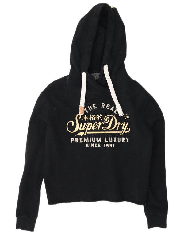 Женский джемпер с капюшоном Superdry Oversized, UK 8, маленький, черный, хлопок