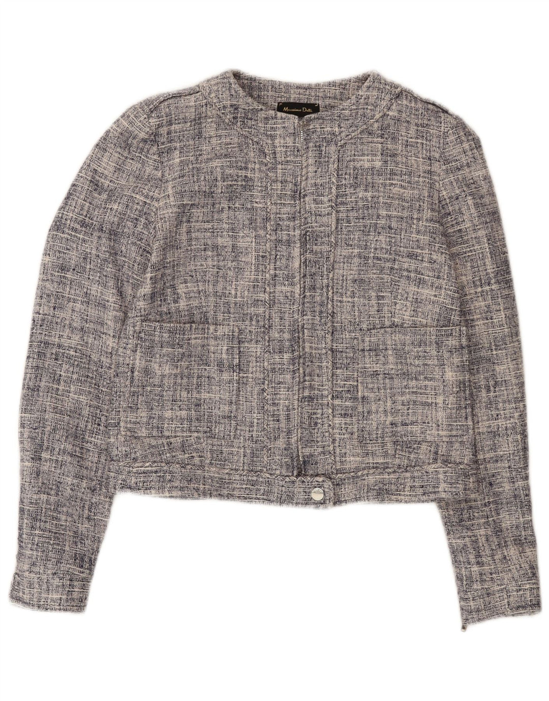 Женский укороченный блейзер с молнией и полной молнией Massimo Dutti EU 36 XS, темно-синий, хлопок
