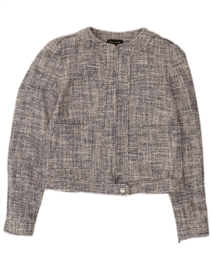 Женский укороченный блейзер с молнией и полной молнией Massimo Dutti EU 36 XS, темно-синий, хлопок