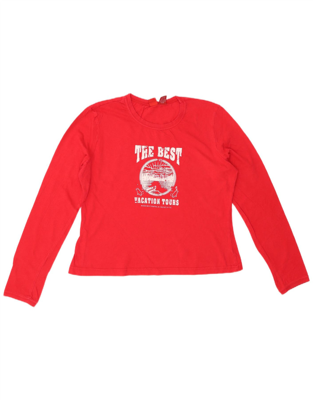 MOSSIMO Женский укороченный топ с рисунком с длинным рукавом UK 16, большой красный хлопок