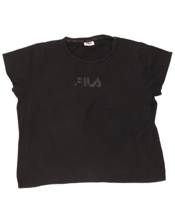 Fila Женская укороченная футболка оверсайз с рисунком, топ UK 18 XL, черный хлопок