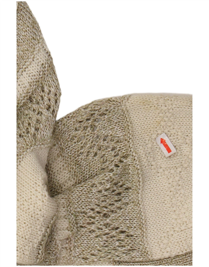 ВИНТАЖНЫЙ женский джемпер с вырезом «лодочка», Великобритания, 14 размеров, хлопок в большую бежевую полоску