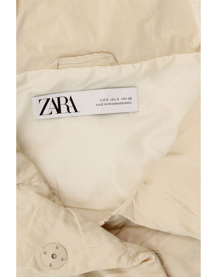 Женский длинный утепленный жилет большого размера Zara UK 10, маленький размер, бежевый из полиэстера