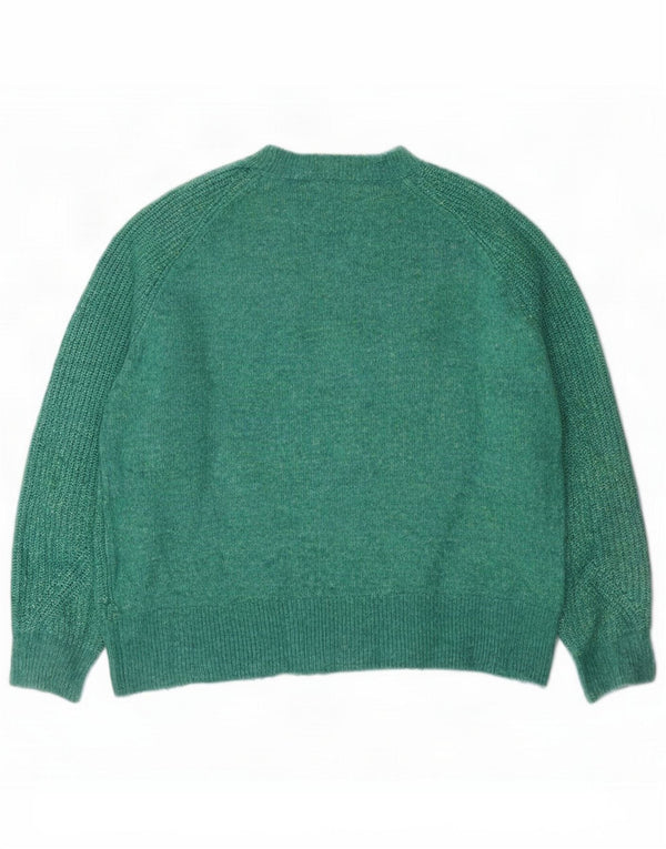Marks & Spencer Womens Crew Neck Jumper Sweater UK 14 Medium Green Flecked