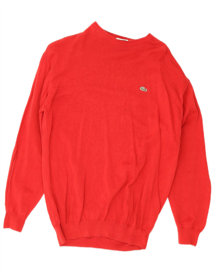 Мужской джемпер с круглым вырезом Lacoste, размер 4, средний красный, хлопковый